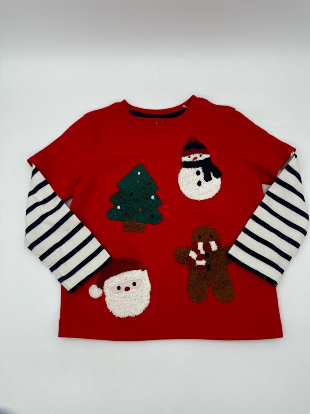 Mini Boden Christmas Applique Layered Shirt 2-3